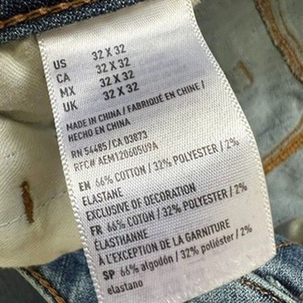 American Eagle Slim Fit Blue Denim Extreme Flex 4 Straight Leg Jeans Mens 32x32 - Picture 12 of 16